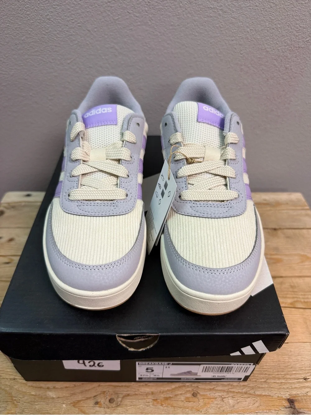 adidas Junior Lavender and Cream Low-Top Sneakers